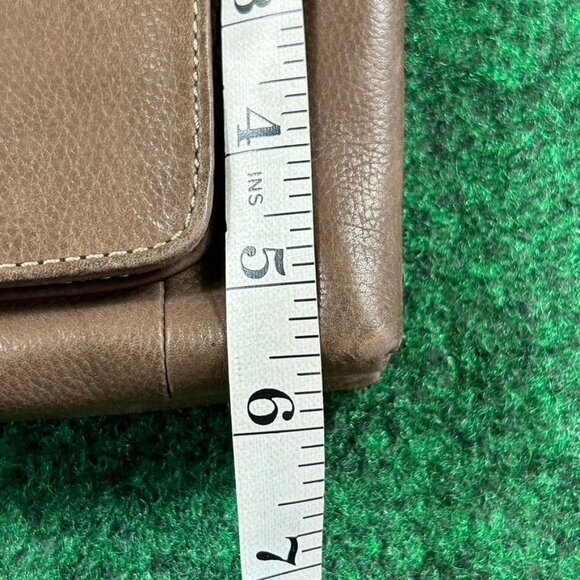 Fossil Front Zip Pocket Brown Leather Small Crossbody Bag Purse - Picture 9 of 9